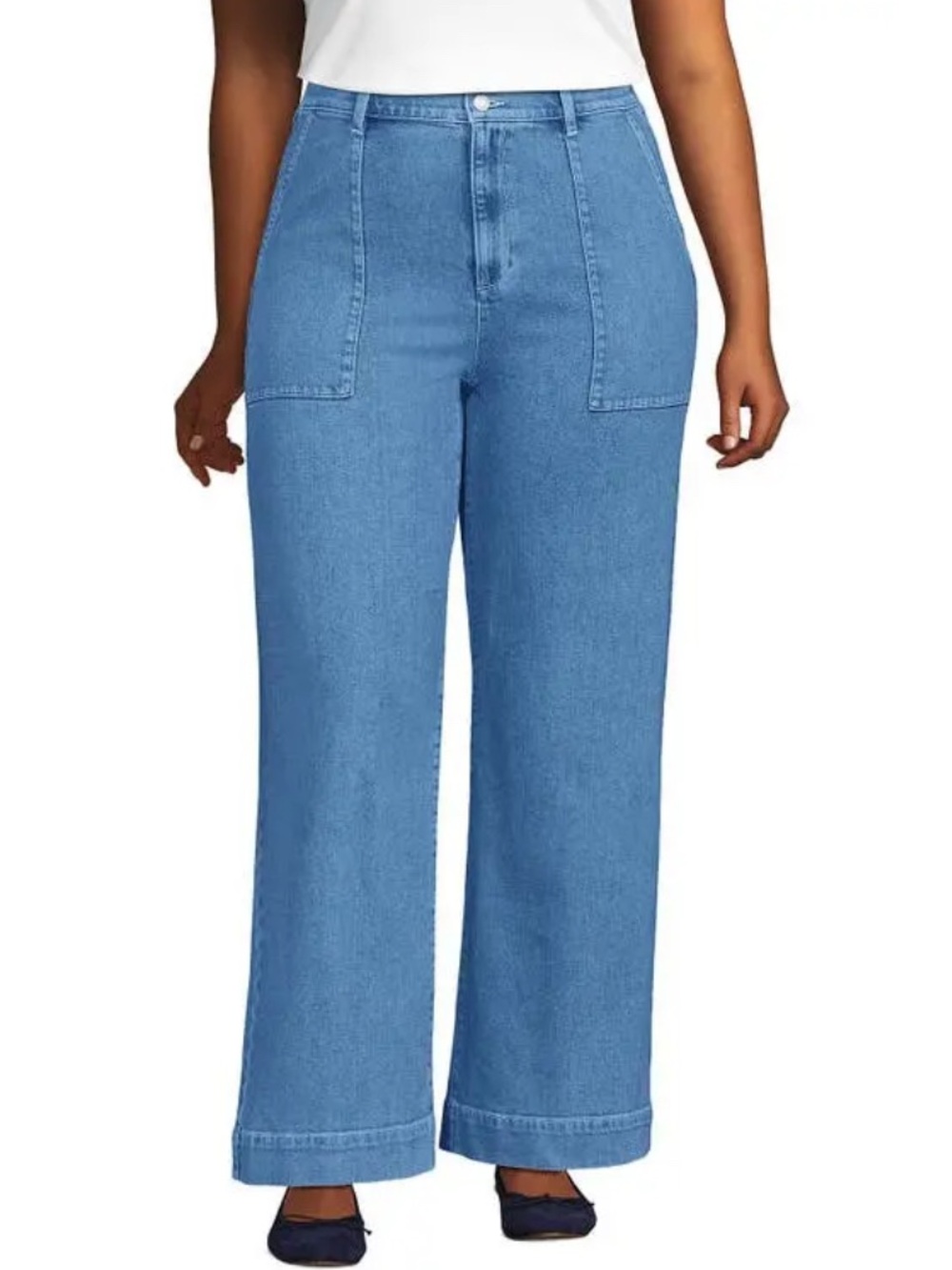 Lands’ End High-Rise Wide-Leg Utility Blue Women’s Jeans